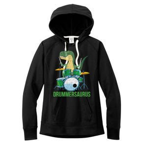 Funny Dinosaur Musician T Rex Drummer Boy Gift Drums Women's Fleece Hoodie