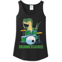 Funny Dinosaur Musician T Rex Drummer Boy Gift Drums Ladies Essential Tank