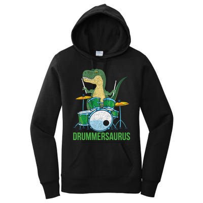 Funny Dinosaur Musician T Rex Drummer Boy Gift Drums Women's Pullover Hoodie