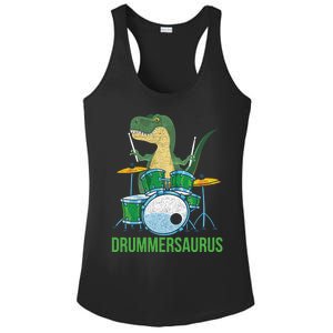 Funny Dinosaur Musician T Rex Drummer Boy Gift Drums Ladies PosiCharge Competitor Racerback Tank