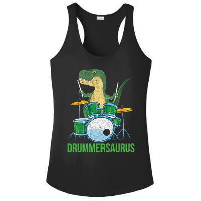 Funny Dinosaur Musician T Rex Drummer Boy Gift Drums Ladies PosiCharge Competitor Racerback Tank