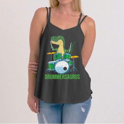 Funny Dinosaur Musician T Rex Drummer Boy Gift Drums Women's Strappy Tank