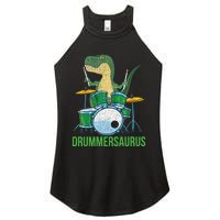 Funny Dinosaur Musician T Rex Drummer Boy Gift Drums Women's Perfect Tri Rocker Tank