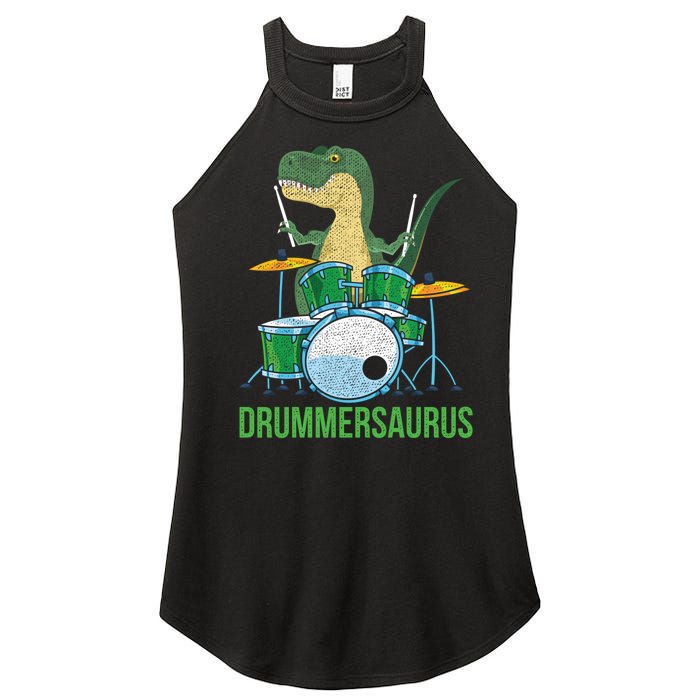 Funny Dinosaur Musician T Rex Drummer Boy Gift Drums Women's Perfect Tri Rocker Tank