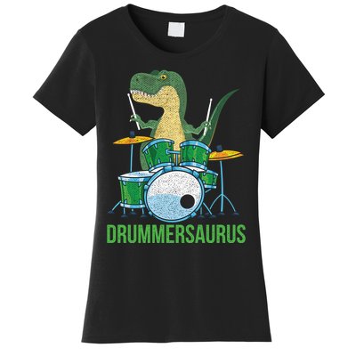 Funny Dinosaur Musician T Rex Drummer Boy Gift Drums Women's T-Shirt