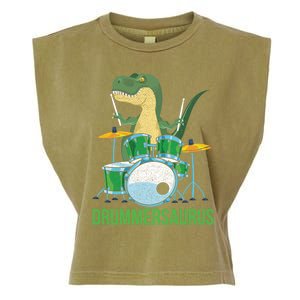 Funny Dinosaur Musician T Rex Drummer Boy Gift Drums Garment-Dyed Women's Muscle Tee