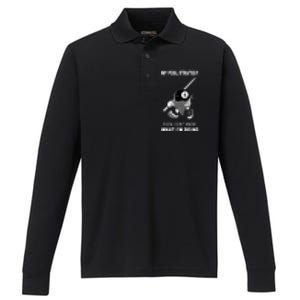 Father's Day My Pool Strategy Funny Billiards Pool Player Gift For Dad Performance Long Sleeve Polo