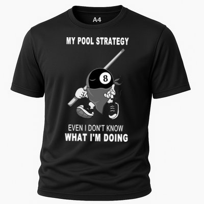 Father's Day My Pool Strategy Funny Billiards Pool Player Gift For Dad Performance Shirt