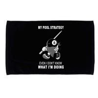 Father's Day My Pool Strategy Funny Billiards Pool Player Gift For Dad Microfiber Hand Towel