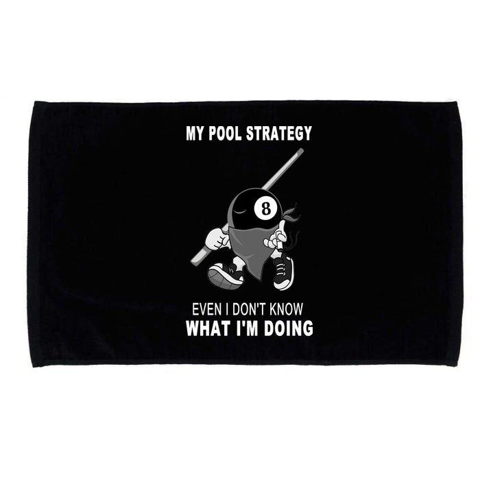 Father's Day My Pool Strategy Funny Billiards Pool Player Gift For Dad Microfiber Hand Towel