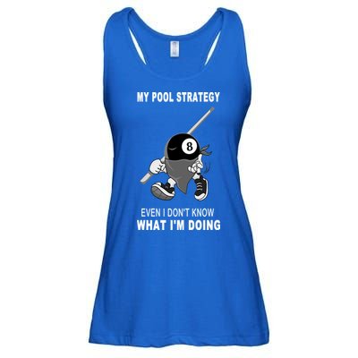 Father's Day My Pool Strategy Funny Billiards Pool Player Gift For Dad Ladies Essential Flowy Tank