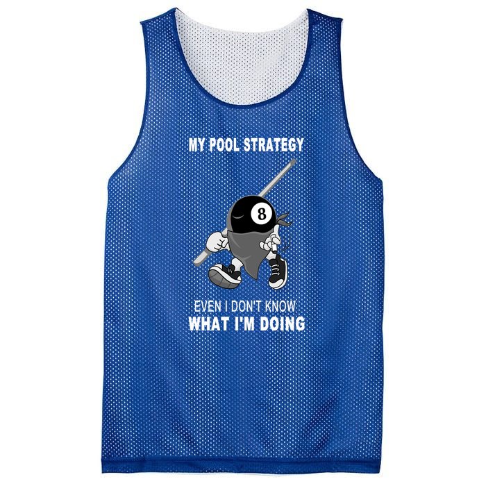 Father's Day My Pool Strategy Funny Billiards Pool Player Gift For Dad Mesh Reversible Basketball Jersey Tank