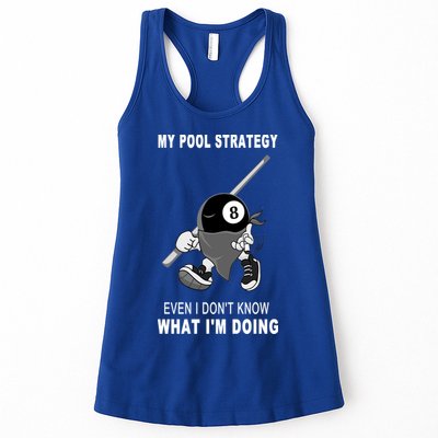 Father's Day My Pool Strategy Funny Billiards Pool Player Gift For Dad Womens Tank Top