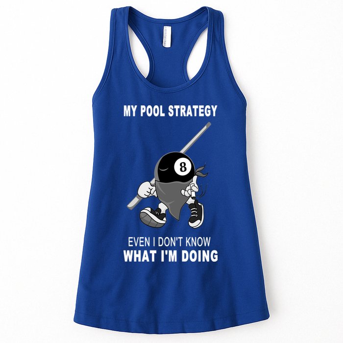 Father's Day My Pool Strategy Funny Billiards Pool Player Gift For Dad Womens Tank Top
