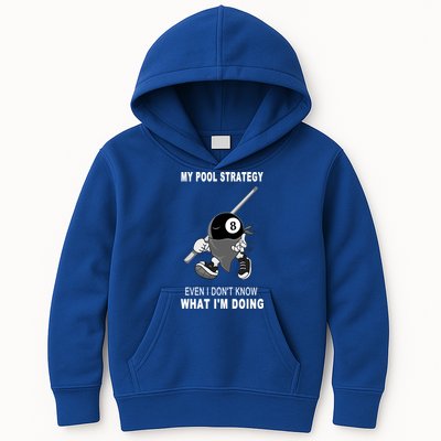 Father's Day My Pool Strategy Funny Billiards Pool Player Gift For Dad Kids Hoodie