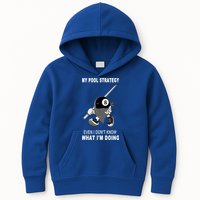 Father's Day My Pool Strategy Funny Billiards Pool Player Gift For Dad Kids Hoodie