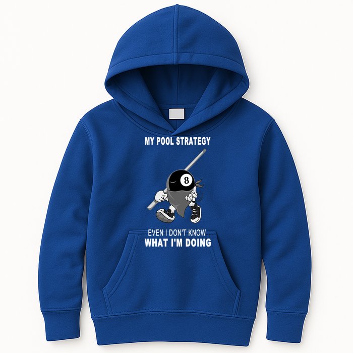 Father's Day My Pool Strategy Funny Billiards Pool Player Gift For Dad Kids Hoodie