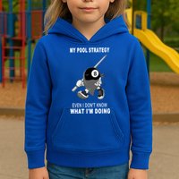 Father's Day My Pool Strategy Funny Billiards Pool Player Gift For Dad Kids Hoodie