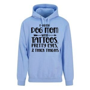 Fgiftbomb Dog Mom With Tattoos Pretty Eyes And Thick Thighs Gift Unisex Surf Hoodie