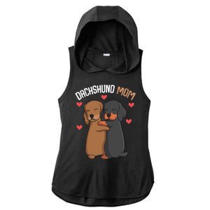 Funny Dachshund Mom Weenie Gift Ladies PosiCharge Tri-Blend Wicking Draft Hoodie Tank