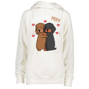 Funny Dachshund Mom Weenie Gift Womens Funnel Neck Pullover Hood