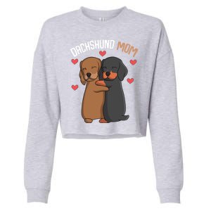 Funny Dachshund Mom Weenie Gift Cropped Pullover Crew