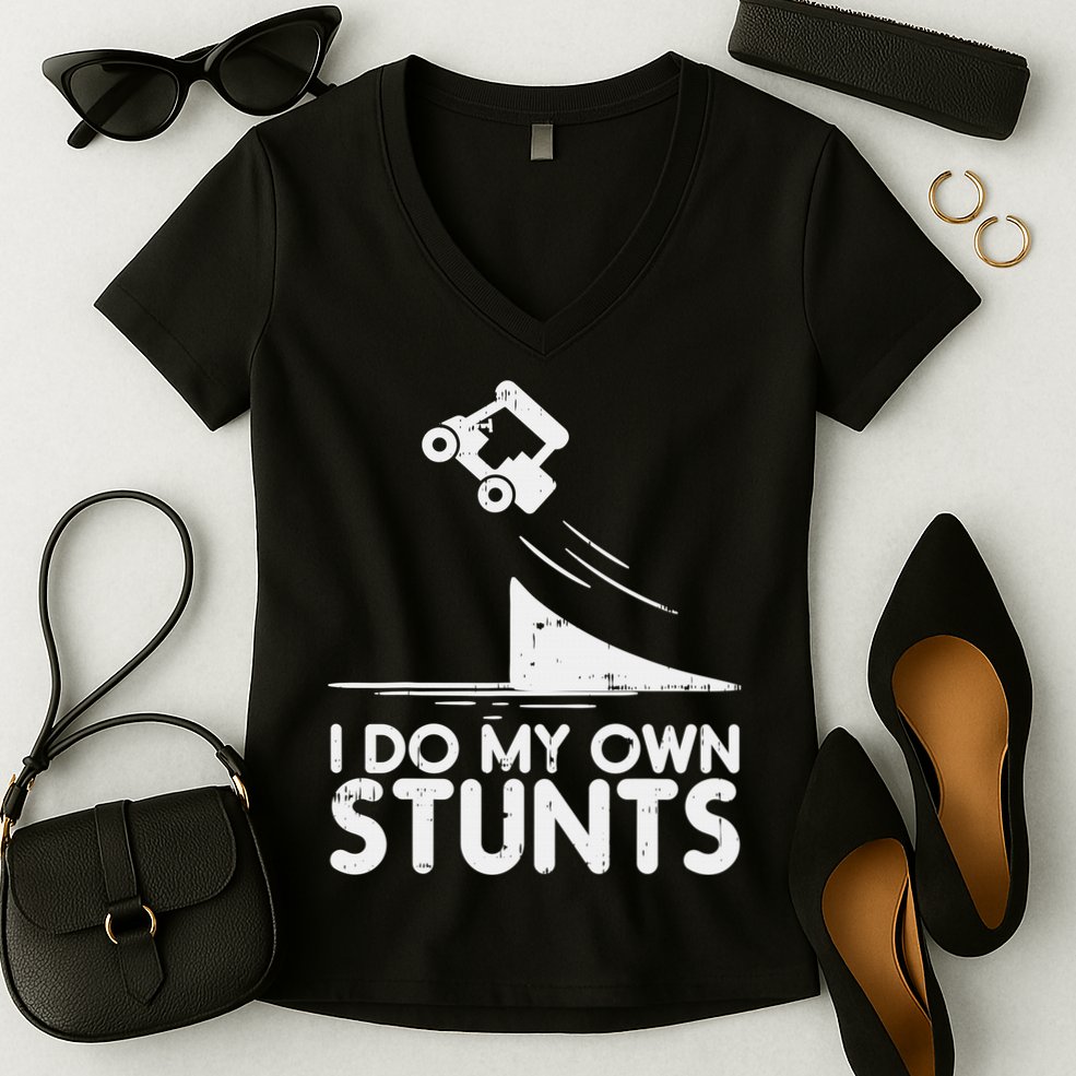 Funny Do My Own Stunts Golf Cart Driver Golfing Lover Women's V-Neck T-Shirt