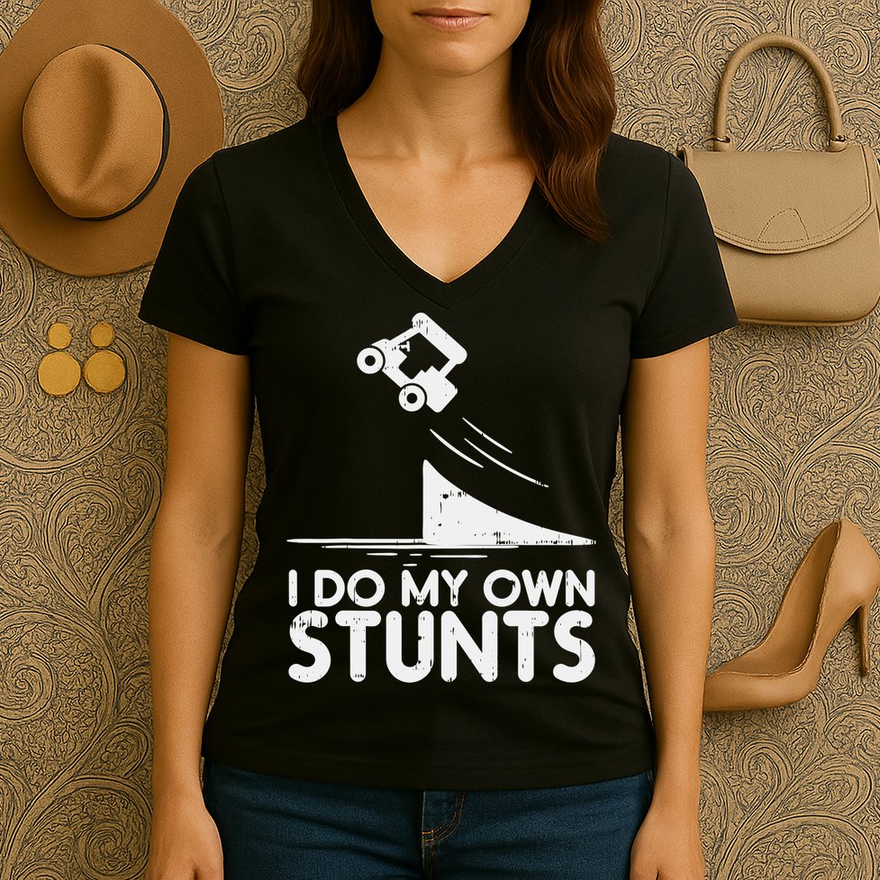 Funny Do My Own Stunts Golf Cart Driver Golfing Lover Women's V-Neck T-Shirt