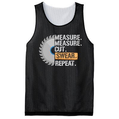 Funny Dad Measure Cut Swear Repeat Handyman Mesh Reversible Basketball Jersey Tank