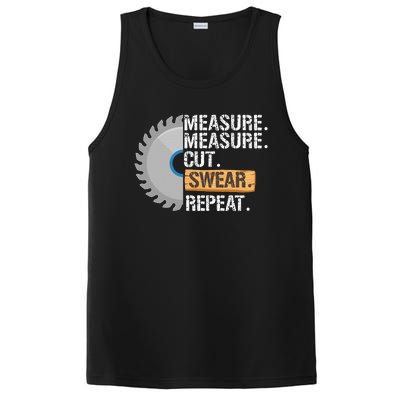 Funny Dad Measure Cut Swear Repeat Handyman PosiCharge Competitor Tank