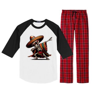 Funny Dabbing Mexican Skeleton Poncho Cinco De Mayo Raglan Sleeve Pajama Set