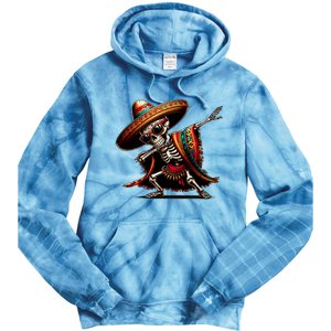 Funny Dabbing Mexican Skeleton Poncho Cinco De Mayo Tie Dye Hoodie