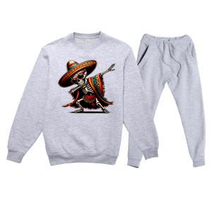 Funny Dabbing Mexican Skeleton Poncho Cinco De Mayo Premium Crewneck Sweatsuit Set