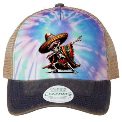 Funny Dabbing Mexican Skeleton Poncho Cinco De Mayo Legacy Tie Dye Trucker Hat