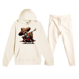 Funny Dabbing Mexican Skeleton Poncho Cinco De Mayo Premium Hooded Sweatsuit Set