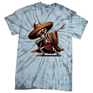 Funny Dabbing Mexican Skeleton Poncho Cinco De Mayo Tie-Dye T-Shirt