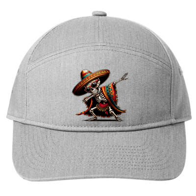 Funny Dabbing Mexican Skeleton Poncho Cinco De Mayo 7-Panel Snapback Hat