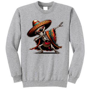 Funny Dabbing Mexican Skeleton Poncho Cinco De Mayo Tall Sweatshirt