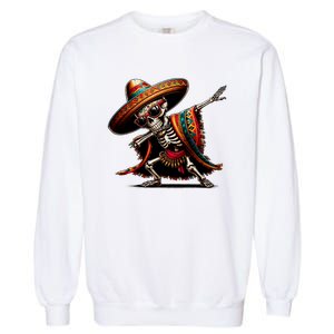 Funny Dabbing Mexican Skeleton Poncho Cinco De Mayo Garment-Dyed Sweatshirt