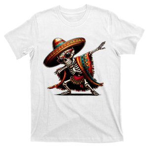 Funny Dabbing Mexican Skeleton Poncho Cinco De Mayo T-Shirt