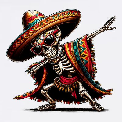 Funny Dabbing Mexican Skeleton Poncho Cinco De Mayo T-Shirt