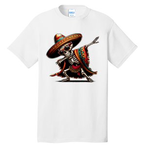 Funny Dabbing Mexican Skeleton Poncho Cinco De Mayo Tall T-Shirt