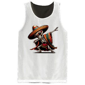 Funny Dabbing Mexican Skeleton Poncho Cinco De Mayo Mesh Reversible Basketball Jersey Tank