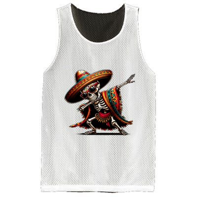 Funny Dabbing Mexican Skeleton Poncho Cinco De Mayo Mesh Reversible Basketball Jersey Tank