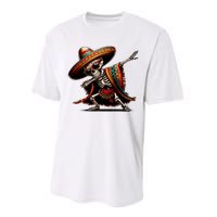 Funny Dabbing Mexican Skeleton Poncho Cinco De Mayo Performance Sprint T-Shirt