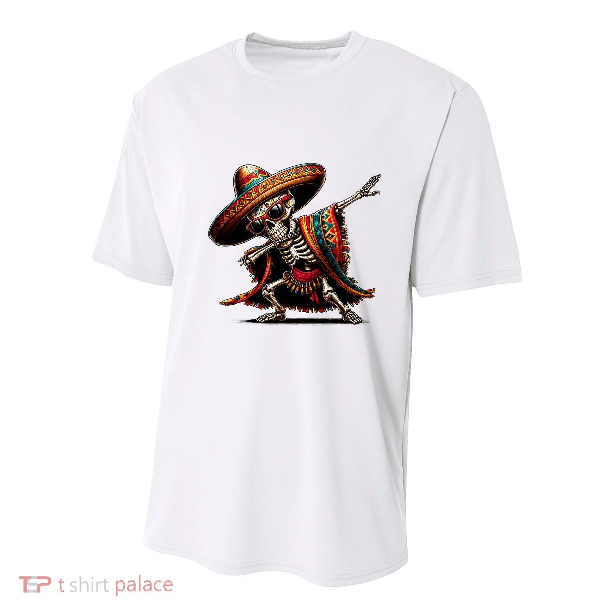 Funny Dabbing Mexican Skeleton Poncho Cinco De Mayo Youth Performance Sprint T-Shirt