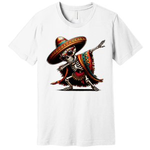 Funny Dabbing Mexican Skeleton Poncho Cinco De Mayo Premium T-Shirt