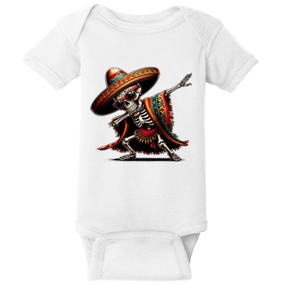 Funny Dabbing Mexican Skeleton Poncho Cinco De Mayo Baby Bodysuit