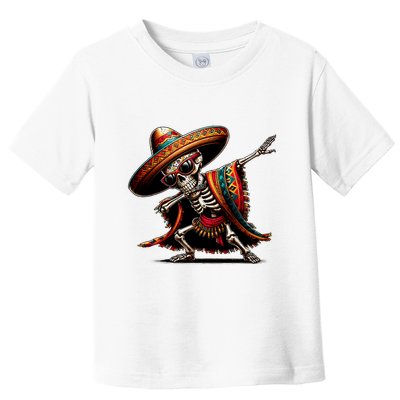 Funny Dabbing Mexican Skeleton Poncho Cinco De Mayo Toddler T-Shirt