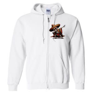 Funny Dabbing Mexican Skeleton Poncho Cinco De Mayo Full Zip Hoodie